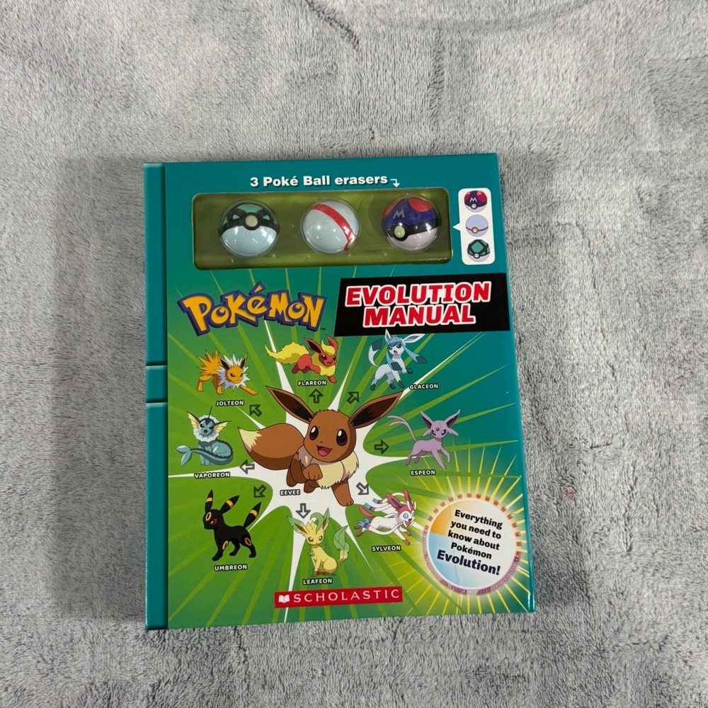 Pokemon Evolution Manual Guide Book With 3‎ Poke Ball Erasers Charizard Pikachu